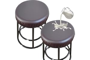 HFCNMY Stool Cover, Waterproof PU Stretch Round for 12-17 Inch Bar Stool, 2Pcs (Coffee)