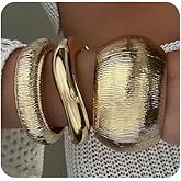 SAMOCO 3Pcs Chunky Gold Bangle Bracelets for Women Trendy Wide Wrist Cuff Bracelets Stack Statement Bangle Fashion Gifts