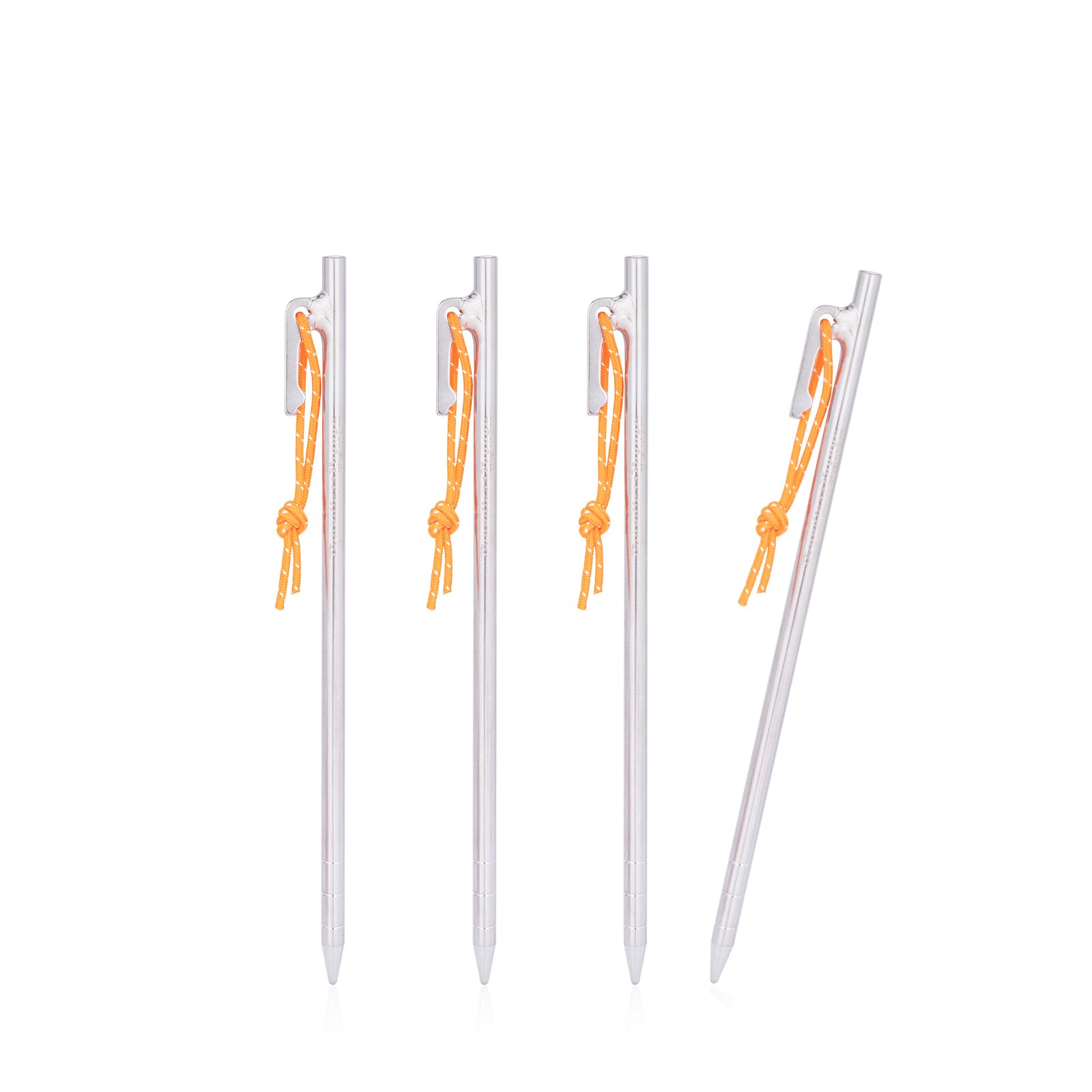 Boundless Voyageチタンペグ 鍛造 軽量 強靭 反射ロープ付き 20cm/24cm/30cm/35cm/40cm 4本/6本セット ペグ チタン製 テントペグ タープ ステーク アウトドア/キャンプ 用品 岩場 砂浜 砂利 芝生 硬い土対応 収納袋付き（24cm - 4本）商品画像