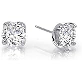 Lafonn Classic Sterling Silver Platinum Plated Lassire Simulated Diamond Earrings (2 CTTW)