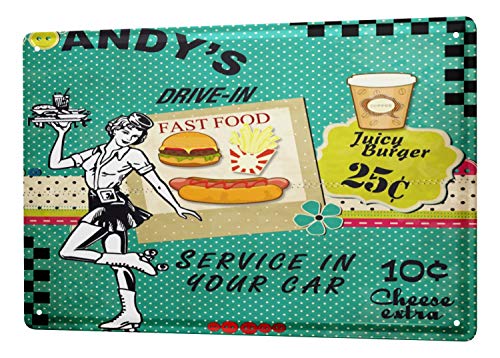 Tin Sign XXL Globetrotter Drive In Fast Food