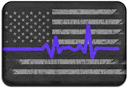 Thin Blue Line Heartbeat Non Slip Doormat Entrance Mat Floor Mat Rug Dirt Trapper Mats 15.7"x23.6"