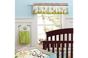 Brandream Window Valance Cotton Curtain for Baby/Toddler/Kid Bedroom Bath Laundry Living Room, Jungle Elephant Monkey Pattern