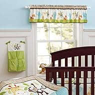 Brandream Window Valance Cotton Curtain for Baby/Toddler/Kid Bedroom Bath Laundry Living Room, Jungle Elephant Monkey Pattern