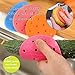 4 Vegetable Scrubber Brushes: Double Sided Silicone Fruit and Vegetable Scrubber - Multi Use: Potato Scrubber - Carrot Brush - Trivet - Jar Opener BBQ grill glove (4 random colors)