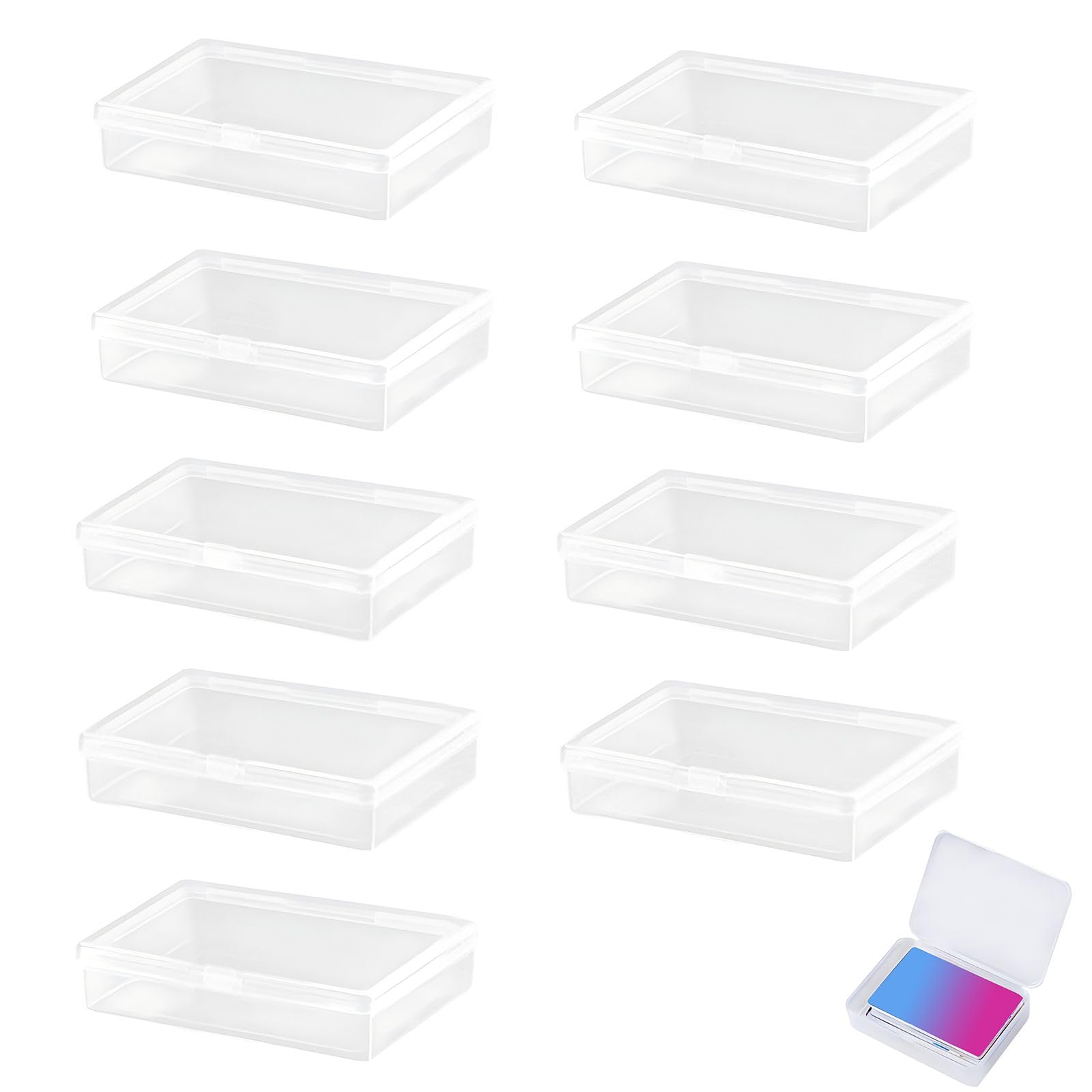 Pack of 9 Playing Cards Box, Plastic Transparent Collecting Card Case with Lid, Small Card Box, 9.8 x 7.4 x 2.4 cm Storage Box for Storage Bank Cards, Playing Cards, Badges, Buttons