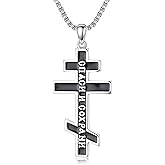 PDTJMTG Orthodox Cross Necklace for Men Sterling Silver Eastern Orthodox Cross Pendant with Stainless Steel Chain Gift for Men