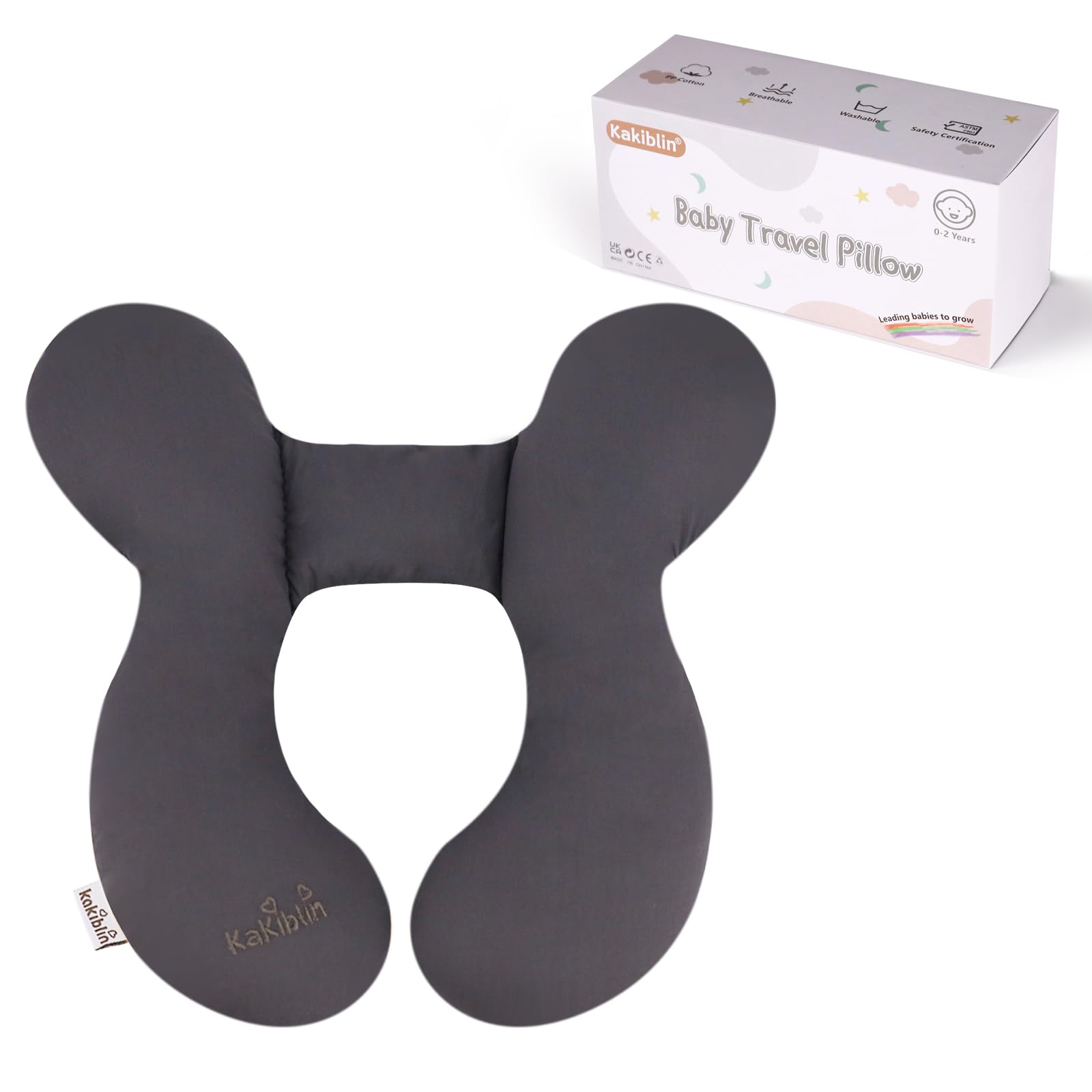 Photo 1 of KAKIBLIN Baby Travel Pillow, Upgraded Baby Neck Pillow for Car Seat, Head Support Pillow for Car Seat Pushchair, Grey