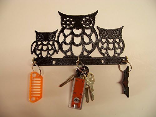 .060 Plastic 7-1/4" Owl Trio Keyring Holder Wall Mount Hooks Storage Key Rack Hang Keys Leashes
