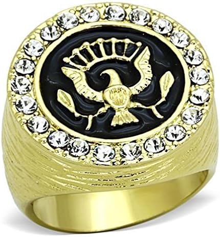 Jewelryfinds Stainless Steel Golden Ion Gp Usa President Presidential Seal Eagle Cz Ring