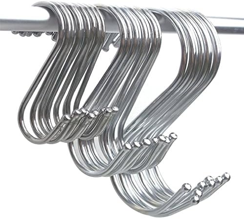 Heavy-duty Stainless Steel Hook, Kitchen S Shaped Silver Tone Polished Plating Hanging Hooks for Bathroom Bedroom Office