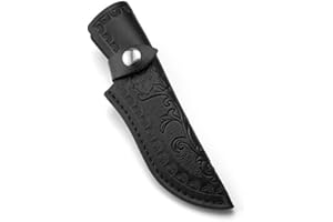 UCCKEYI Leather Sheath Fixed Blade Straight Knife 6/7" Leather Sheath Scabbard Pouch (Black)