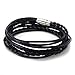 JEWELRIESHOP Great Matching Genuine Leather 2 Row Wrap Bracelet Wristband, Handmade, Unisex, Real Leather