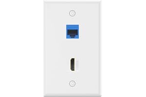 VCE 8K HDMI Ethernet Wall Plate (UL Listed), Female to Female RJ45 CAT6 Keystone Coupler and HDMI Keystone Jack Insert with 2-Port Keystone Wall Plate for HDTV/CAT6/CAT5E Ethernet Cables
