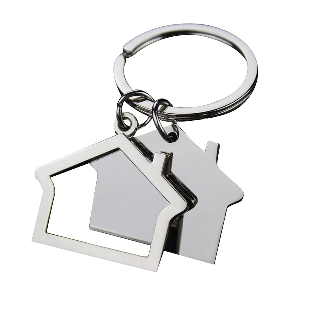 ARFUKA Keyring Modern House Home Keyring Metal Hollow Out Key Ring Key Chain Unisex Men and Women