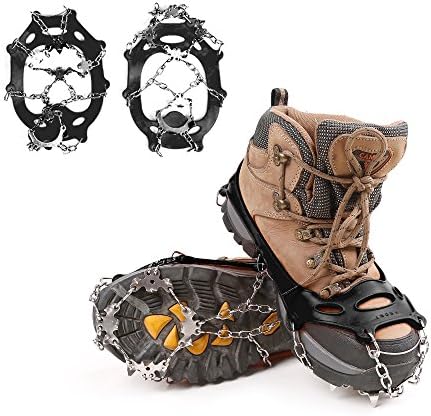 Geekper Traction Cleats Ice Grippers - New Design Lightweight 18 Teeth Stainless Steel Spikes Crampons Anti-slip Safe for Walk on Ice and Snow Coming [ Medium(5-8.5) ]
