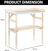 Unibos Wooden Potting Table with Zinc Top & Shelf, 82x78cm Garden Bench view 4