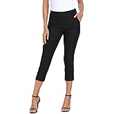 HDE Pull On Capri Pants for Women 21" Inseam Cropped Office Pants with Pockets