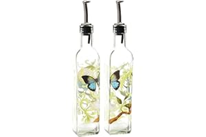 TZSSP Olive Oil and Vinegar Dispenser Bottles Set Cooking Oil Cruets Dispenser Set with Stainless Steel Leak Proof Pourer Spo