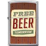 Zippo Free Beer Tomorrow Rusted Sign Street Chrome