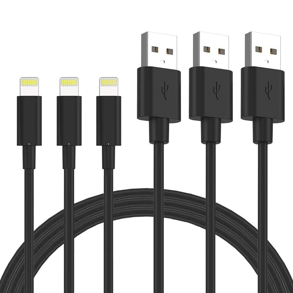 Quntis iPhone Charger Lightning Cable - MFi Certified 3Pack 2M Lightning to USB A Cable for iPhone 14 13 12 11 Pro Mini Plus XS Max XR X 8 7 6 5 Se iPad Carplay and More, iPhone Cord Black