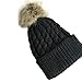 Women's Winter Fleece Lined Cable Knitted Pom Pom Beanie Hat