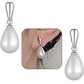Dainty Pearl Drop Earrings for Women Dangling Gold Silver and Big White Pearls Dangle Bridal Earring Silver Tear Teardrop Wedding Brides Prom Jewelry