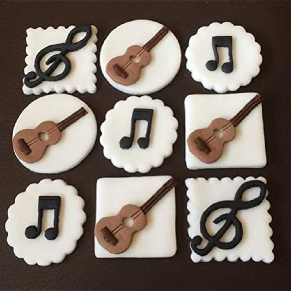 Set Of 3 JeVenis Music Note Fondant Mold Guitar Cake