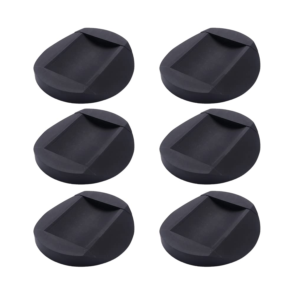 VooGenzek 6 PCS Furniture Caster Cups, Rubber Feet Protector Pads, Floor Protectors Bed Sofa Chair Leg Wheel Anti-Slip Pad, for All Floors Wheels of Furniture, Sofas and Bed, Black