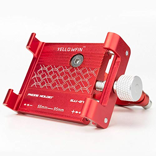 Yellowfin Claw-Grip Aluminium Alloy Bicycle/Cycle /Motorcycle/Bike Mobile Phone Holder Mount, for Maps and GPS Navigation (Mini, Red)