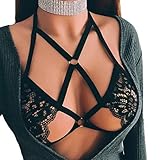 liwei18 Women's Harness Body Bra Black Belt Elastic Cupless Cage Bra Bralette Crop Top
