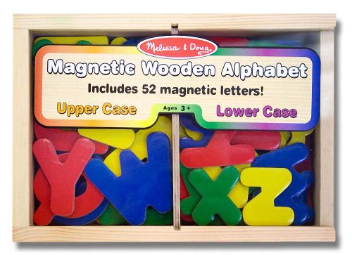 Alphabet Wooden 52 Magnets-in-a-Box Gift Set + FREE Melissa & Doug Scratch Art Mini-Pad Bundle [04480]