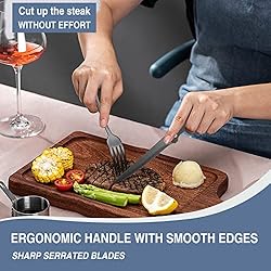 48-Piece Black Silverware Set with Steak