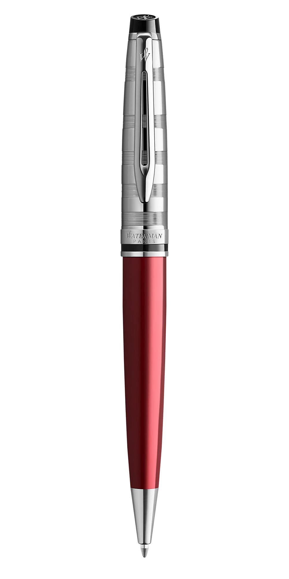 Waterman Expert Deluxe Ballpoint Pen | Dark Red with Chiselled Cap | Medium Tip | Blue Ink | Gift Box