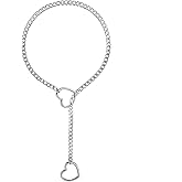 MAQVQLU Heart Slip Chain Necklace for Women Punk Gothic Cuban Necklace Slip Chain Choker Necklace Adjustable Lariat Y-Necklace