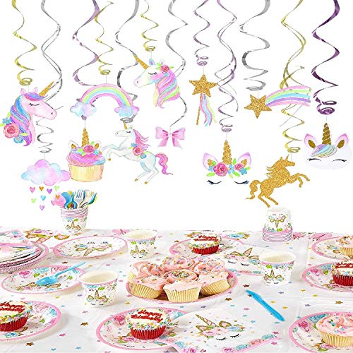 4 Unicorn+Hanging+Decorations+Unicorn+Birthday+Supplies