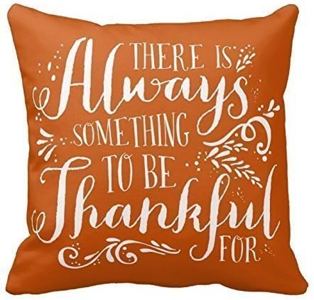 Decorative Pillowcase Throw Pillow Cushion Cover Thanksgiving Be Thankful Script Orange Square 18 x 18 Inches