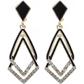 Women's Black Ear Clips Clip On Earrings Non Pierced Earrings for Brides, Bridesmaids, Prom and Wedding