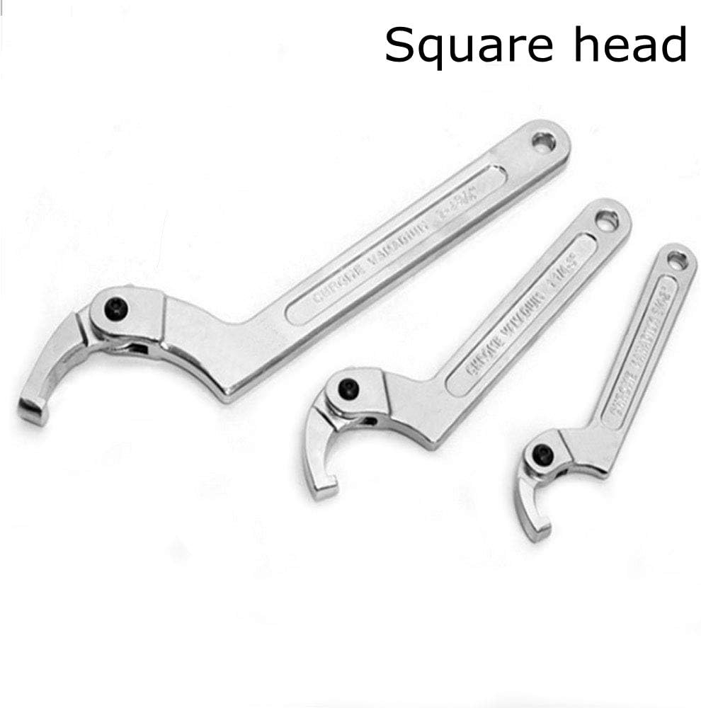 GOZAR Chrome Vanadium Adjustable Hook Wrench C Spanner Tool 19-51mm 32-76mm 51-120mm - Square head 1, Tête carrée 1 - Image 5