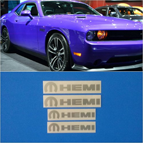 R&G MOPAR HEMI High Temp Brake Caliper Decal Sticker Set of 4 DODGE CHRYSLER JEEP (Silver)