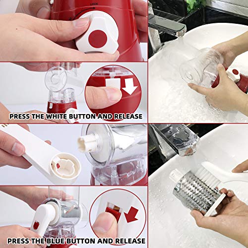 Manual Rotary Cheese Grater, Round Mandoline Slicer with Strong Suction Base, Vegetable Slicer Nuts Grinder Cheese Shredder - Thumbnail 5