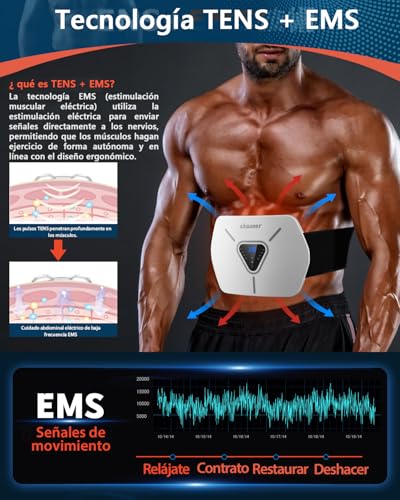 KANGLANKAN EMS Abdominal Electrostimulator Training Belt for Men and Women 8 Modes and 30 Intensities Abdominal Muscle Stimulator for Home Office and Gym