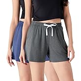 DAVID ARCHY Women Pajama Shorts Viscose Made from Bamboo Sleep Shorts Lounge Comfy Soft Pj Bottoms with Pockets, 2 Pack