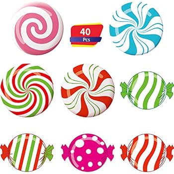 Amazon.com : 40 Pieces Peppermint Colorful Candies Cutouts Classroom ...