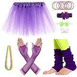 JustinCostume Girls' 80's Accessories Headwear Skirt Leg Warmers Gloves