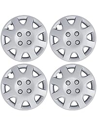 OxGord Hubcap para chevy Aveo 14" pulgadas Silver Auto Rueda Cover, OEM Genuine Factory Aftermarket Sustitución, plástico ABS   Fácil Fijación a Presión   Incluye 4 Lug Nut Centro Pac, Plateado