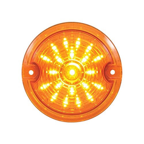 United Pacific 37200 21 LED 3 1/4" Round Harley Davidson Signal Light With 1156 Plug - Amber / Amber Lens