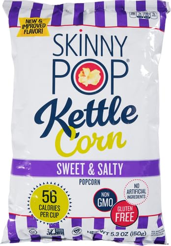 SKINNYPOP POPCORN, SWEET & SALTY KETTLE, WHOLE GRAIN, DAIRY-FREE SNACK, 5.3OZ BAG