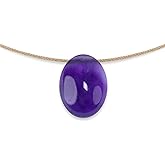 Sol N Touch Zodiac Series Gemstone Necklaces for Women - Oval Cut Cabochon Cute Necklaces Gifts for Women & Teens - 17"-19" long Nylon-coated Monofilament 0.03" thick Cord