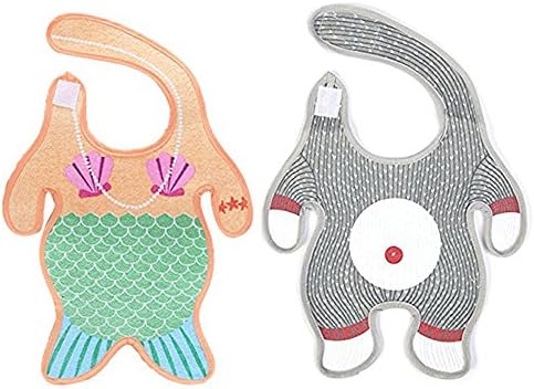 Famhome Unisex Baby Toddler Cute Mermaid Bandana Drool Bibs SuperBib Organic Cotton Comfortable Soft Absorbent Cotton with Adjustable Velcro closure(2 Pcs)